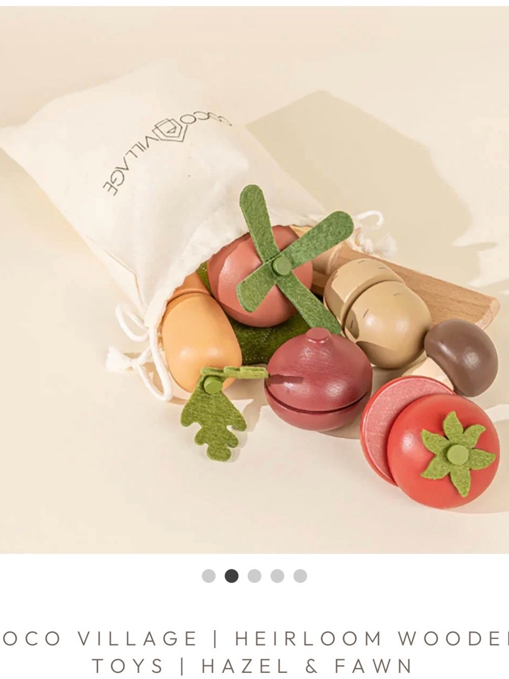 Coco Village Wooden Vegetable Play Set in Neutral & Green - Picture 2 of 3